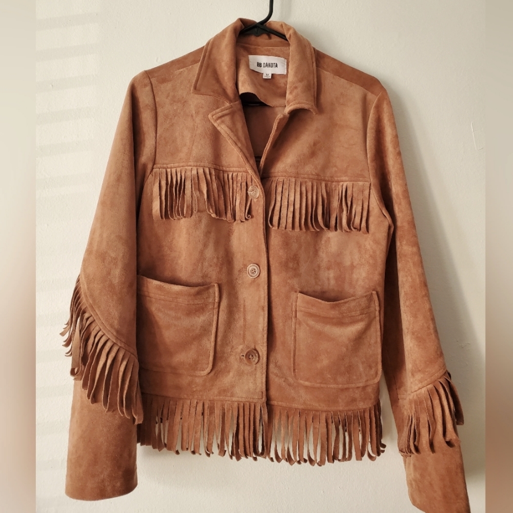 Faux Suede Fringe Jacket